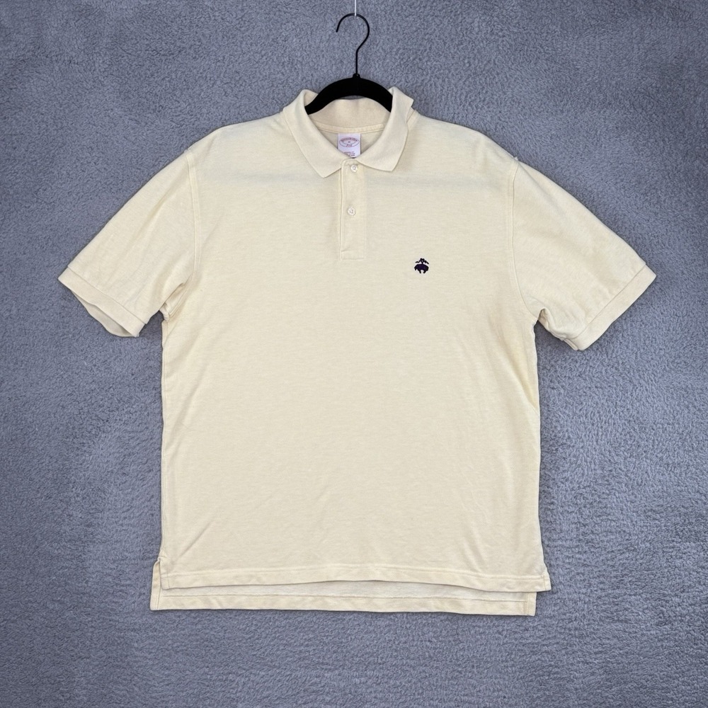 Brooks Brothers 346 Mens Medium Polo Original Fit Short Sleeve Cotton Yellow